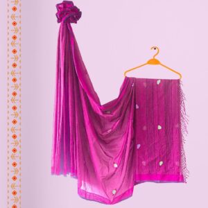 Magenta Cotton Handloom Saree With Tasseled Anchal