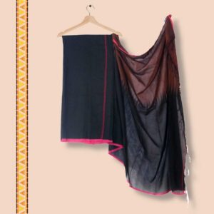 Kumbhak Design Black & Golden Handloom Cotton Saree by Prantik Handloom