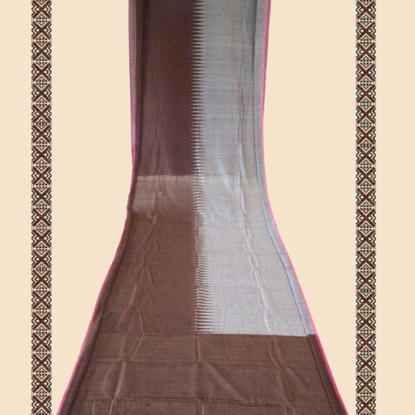 Kumbhak design half-n-half coffee color saree by Prantik Handloom