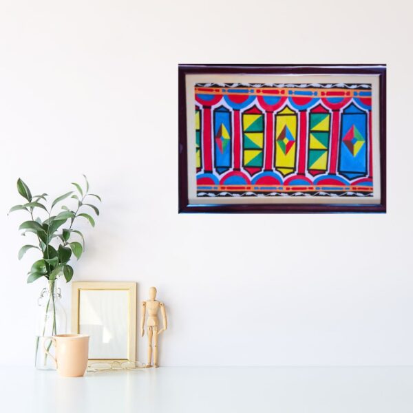 Abstract Geometric Pattern design hand painted by Santal tribal artist