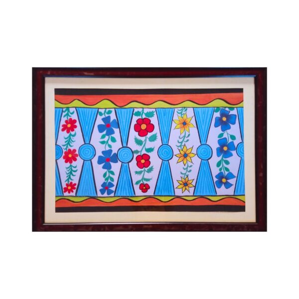 A Tribal Floral Design Patterns hand painting by Santal Tribal artist