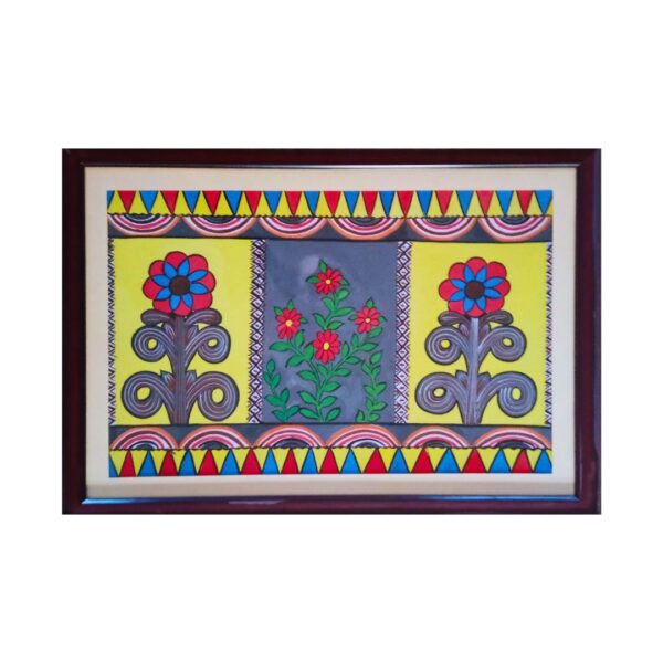 A painting of tribal flower garden by Santal tribal artist.